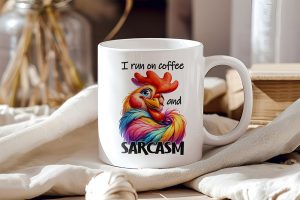 sarcastische mok I run on coffee and sarcasm