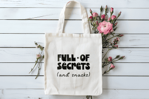 Tote bag full of secrets (and snacks)