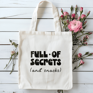 Tote bag full of secrets (and snacks)