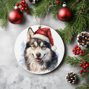 Kerstboom hanger Husky met naam