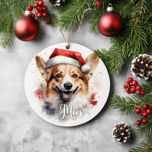 Kerstboom hanger Corgi met naam