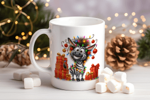 Jolly zebra kerst mok