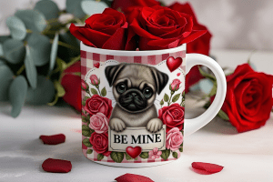 Valentijnsdag mok "Be Mine" Mopshond/Pug