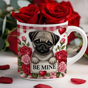 Valentijnsdag mok "Be Mine" Mopshond/Pug