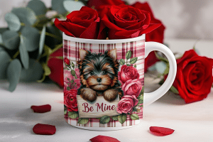 Valentijnsdag mok "Be Mine" Yorkshire Terrier