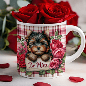 Valentijnsdag mok "Be Mine" Yorkshire Terrier