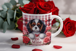 Valentijnsdag mok "Be Mine" King charles spaniel