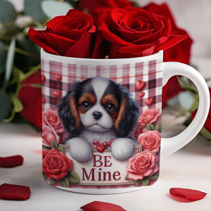 Valentijnsdag mok "Be Mine" King charles spaniel