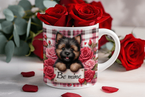 Valentijnsdag mok "Be Mine" Yorkshire Terrier