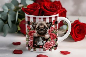 Valentijnsdag mok "Be Mine" Mopshond/Pug