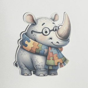 Awareness sticker - Autisme Neushoorn